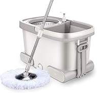 Mop,360°Spin Mop with Stainless Steel Bucket System Extended Length Handle&amp;2 Microfiber Mop Heads, Spin Mop Bucket System, for Home Kitchen Floor Cleaning (Color : B) Commemoration Day