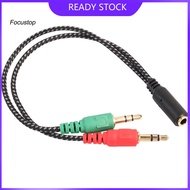 FOCUS 35mm 2 Male Plug to 1 Female Jack Audio Mic Headset Splitter Adapter Cable