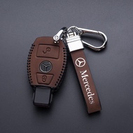 For Mercedes Benz W205 W210 W211 W124 CLA GLA GLK AMG GLC Keyless Key Case Cover Leather Keychain Ac