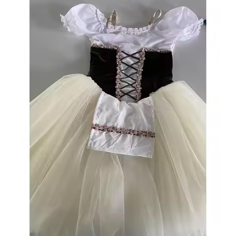 Girls Giselle Professional Ballet Tutu Dress Performance Clothing Leotard Child Long Tulle Skirt Bal