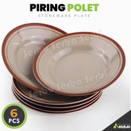 SERBU MURAH - SET 6 PCS - PIRING KERAMIK LUCKY BUNGA PUTIH UKURAN 9"- Piring Cantik -  Piring Kaca S