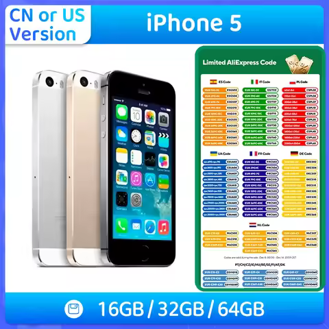 Apple iPhone 5 iOS Smartphone ROM 16GB/32GB/64GB 4.0inch Screen 1136x640 Display Resolution 8MP Came