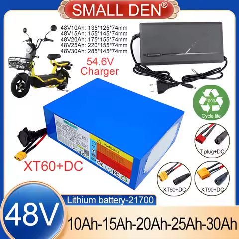 48V 10Ah 15Ah 20Ah 25Ah 30Ah 21700 Lithium battery pack 1000 cycles With 30A BMS For E-tools scooter