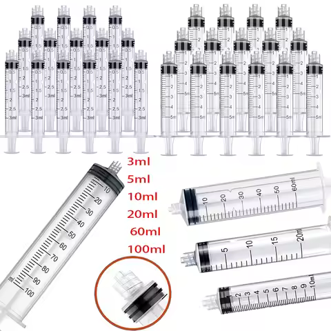 2/5pcs Luer Lock Syringes 3ml 5ml 10ml 20ml 30ml 50ml 100ml Plastic Syringe Hydroponics Nutrient Syr