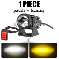 Lampu Led D2 Laser + Saklar DC Lampu Depan Led Lampu Tembak Motor Mobil 2 Warna Putih Kuning Universal Vario Mio Aerox Beat Nmax Pcx Scoopy Supra DLl