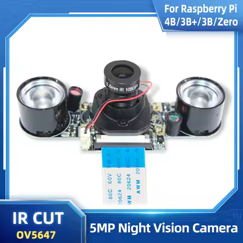 Raspberry Pi Camera Night Vision Focal Adjustable 5MP OV5647 Automatically Switch Day Night Mode for