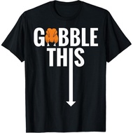 Gobble Gobble Baju Kesyukuran Lucu Turki Ini T-Shirt Kapas Tulen Tees Grafik Pakaian Lelaki Atasan: 