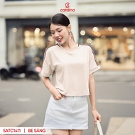 Áo phông CARDINA chất liệu cotton kiểu cổ tim dáng croptop trẻ trυng năng động 5ATC14