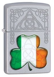 Lighter: Ireland Flag and Symbols - Satin Chrome 77118