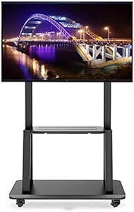 Home Office Mobile TV Stand with Wheels Universal TV Stand Flat Screen Television Stands with Rolling Casters and Shelf Compatible 32-75 Inch TV Mount Bracket