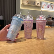 450ml Cinnamoroll Plastic Water Bottle Cup Anime Kuromi Melody Drinkware Straw Cup Kid Girl Bottle Tableware Water Bottle Gift 【ToyBox】