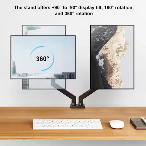 Dual Monitor Stand Holds Up To 19.8lbs Grommet Mounting Base Monitor Arm Desk Mount for 13 To 32 Inc