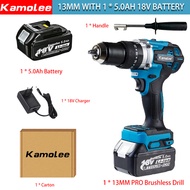 (Garansi Satu Tahun)Kamolee Official 13mm Brushless 650N.M Torsi Tinggi 3 In 1 Bor Listrik 2450rpm Bor Listrik Dampak Kecepatan Tinggi