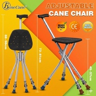 Walking Cane Bench 4 Legs Stable Stick Chair Tongkat Kerusi Lipat For Adult Elderly Seniors