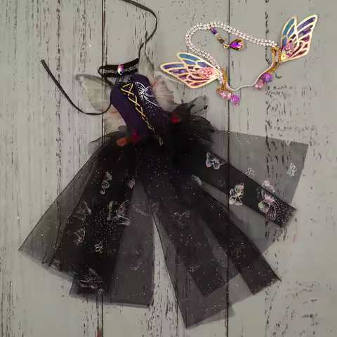 Outfits For ICY DBS Blyth Dolls Nabi Queen Dress With Headdress Butterfly Cosplay Suit 1/6 BJD Ob24 