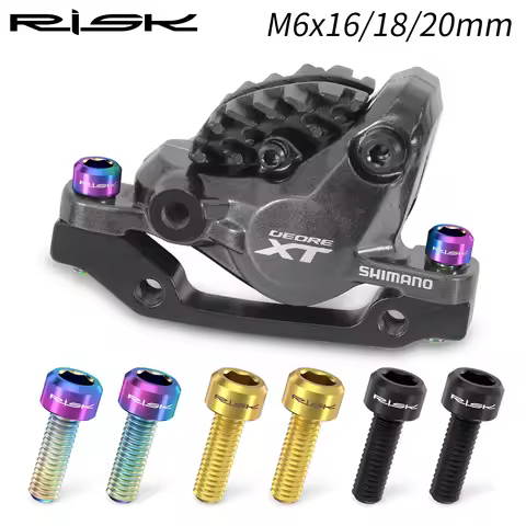 RISK 4PCS M6x16 M6x18 M6x20mm Titanium Bicycle Disc Brake Clamp Caliper Bolts MTB Mountain Road Bike