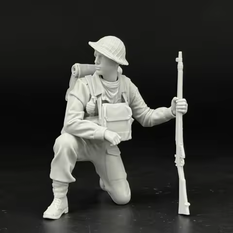 1/16 Scale WW2 The resting posture of British soldiers holding rifles Figures Resin Model Diorama Mi