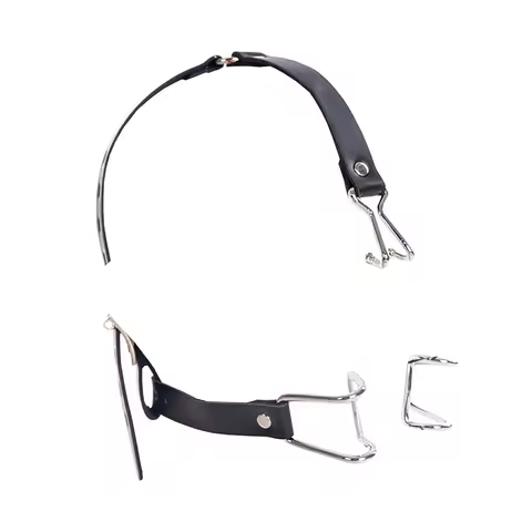 Open Mouth Gag Restraint Leather Head Harness Nose Hook with Metal Mouth Enlargement Ring Bondage Mo