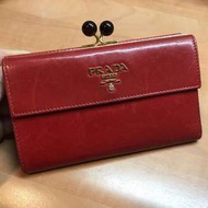 Prada 紅色 vintage 款中長銀包