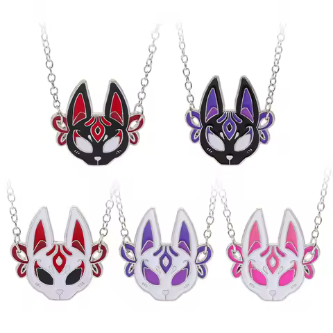 Demon Slayer fox Mask Pendant Necklace, Demon Slayer Pendant Accessory Suitable for Cosplay Accessor