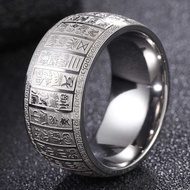 Cincin Tulisan China Mantra Taoist / Cincin Titanium Kaligrafi Kuno / Cincin Mantra Sin Ching Sutra