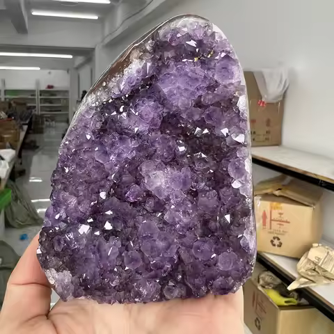 613g 10cm Natural Uruguay Dream Amethyst Calcite Quartz Crystal