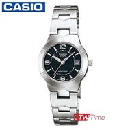 Casio Standard นาฬิกาข้อมือผู้หญิง สายสแตนเลส รุ่น LTP-1241D-1ADF (สีเงิน/หน้าปัดดำ)