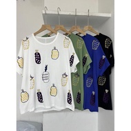 NEW SG48 15028 WHITE 7, BLACK 5 Pineapple Print T-shirt ptp62xL62cm
