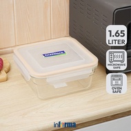 Informa GLASSLOCK Tempered Glass Oven Food Container Ring Taper Square 1.65 Liter - Yellow Food Cont