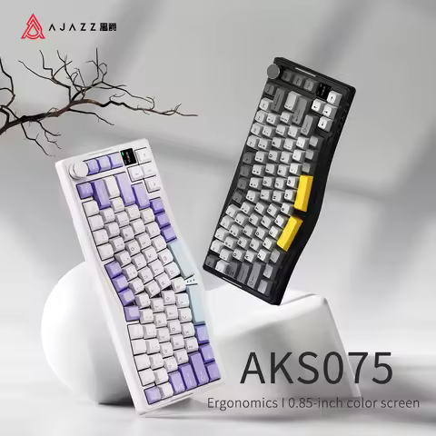AJAZZ AKS075 Wireless Gaming Keyboard, Hot-Swappable Mechanical 75% Alice Keyboard (Gift Switch)
