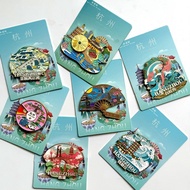 [Penghantaran jualan 24 jam] Pelekat peti sejuk pemandangan Hangzhou, memusing kreatif, tasik Barat 