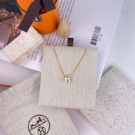 全新 現貨 HERMES 橢圓 H MINI POP 白色 琺瑯 金鏈 項鍊