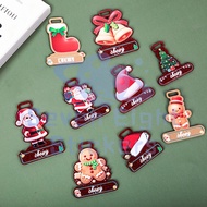 Personalized Christmas Gift Name Acrylic Luggage Tag | Cute Cartoon Christmas Elements | Travel Esse