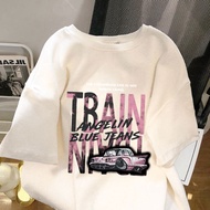 t shirt wanita style korean oversize lengan pendek Kaos retro car katun murni korean baju style wani