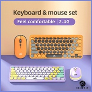 ★ Centric.Zeus thin and light 2.4GHz wireless round keyboard and mouse set retro cute GK500