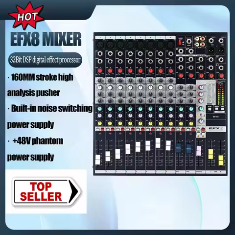 8-12-16 Channel Sound Board Console Desk System 48V Phantom Power Audio Mixing Console DJ Studio FX 