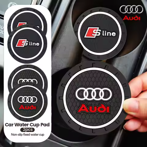 2Pcs Car Anti-Slip Silicone Pad Water Cup Holder Drink Coaster for Audi Sline A4 B7 B8 B9 A3 8P 8V 8