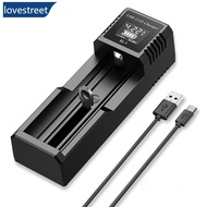 LOVESTREET USB LCD Battery Smart Charger 1 / 2 Slots Dual For 18650 3.7V Rechargeable Lithium Batter