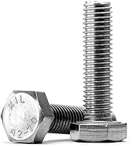 M6-1.0 x 16mm Hex Head Screw Bolt, 18-8 (304) Stainless Steel, Fully Threaded, Plain Finish, Quantity 40