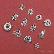 Chinese Style Blessings Auspicious Good Meaning Tibetan Silver Small Pendant Tag Bracelet Necklace P