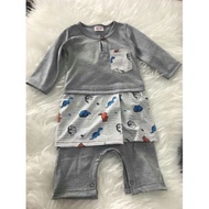 🌺 2022 RAYA 🌺 GREY KELABU BAJU MELAYU ROMPER JUMPER SAMPIN BABY BOY 9-12m