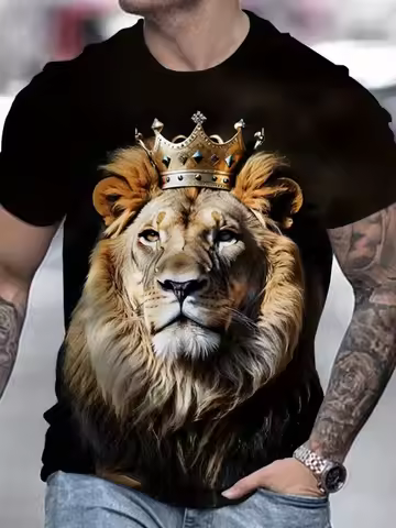 Latest Adult and Children Parent-child Couple Friend Crown Lion King 3D Print Lion King Coronation T