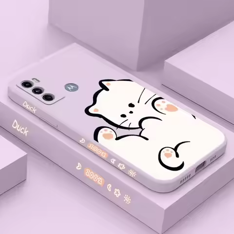 G60 White Cloud Cat Silicone Phone Case For Motorola Moto G60 G62 G60S G40F G54 G22 G82 G84 G30 G42 
