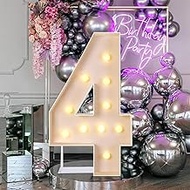 Retisee 4 ft Lighted Marquee Numbers Giant Mosaic Numbers Frame Set Large White Marquee Number Party