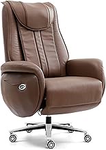 Luxury Boss Chair - High-end Reclining Executive Managerial Seat with Electric Foldable Footrest,Sedentary Office Chairs,Adjustable Lifting Swivel Computer Chair/1666 (Color : Brown, Size : PU)