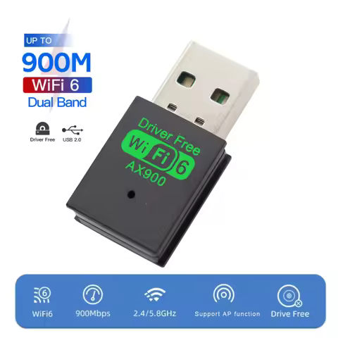 AX900 Network Card WIFI 6 Adapter 900Mbps USB Dongle 2.4G&5GHz Dual Band For Laptop Driver Free Wire