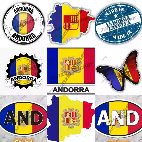 Andorra Andora Map Flag Silhouette Buttefly Sticker Country Code And Oval Sticker With Flag Decals A