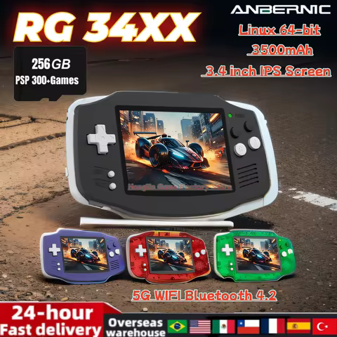 ANBERNIC RG34XX RG 34XX Handheld Game Console Video Gaming Players 3.4-inch IPS Screen Linux 64-bit