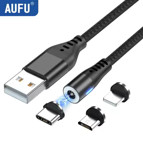 AUFU Magnetic Charging Cable Micro USB Type C Cable For iPhone Samsung Xiaomi Magnet Charge Mobile P