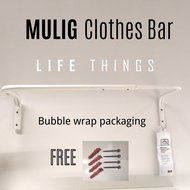 IKEA MULIG Clothes bar 60-90 cm adjustable Drying Hanger Steel Besi gantung baju (Free screws and wa